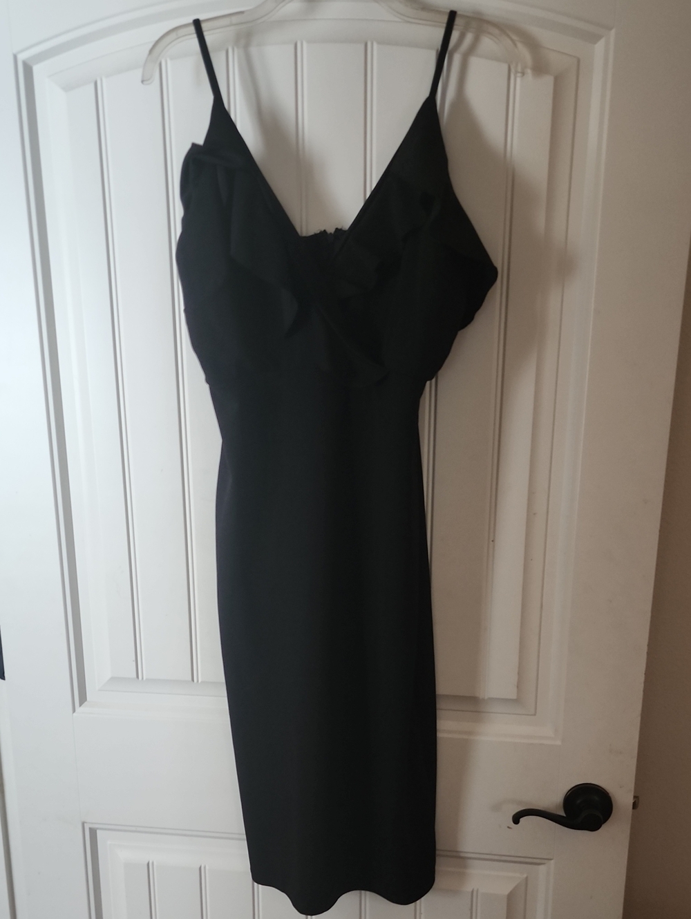 Classic Black Spaghetti-Strap Ruffle Dress